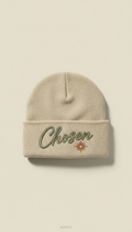 Chosen script knit beanie