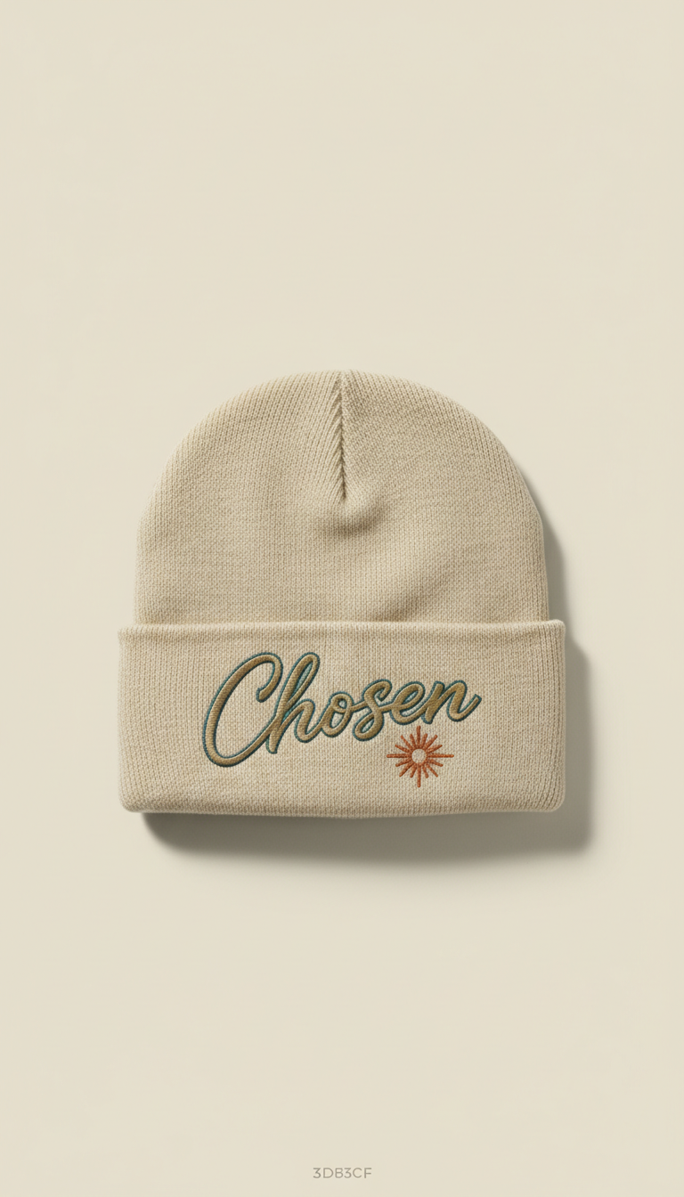 Chosen script knit beanie